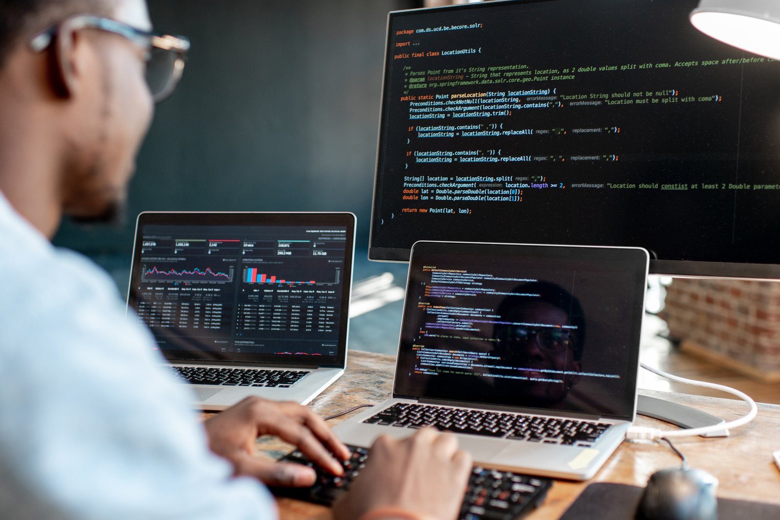 Software engineer developing a custom business application